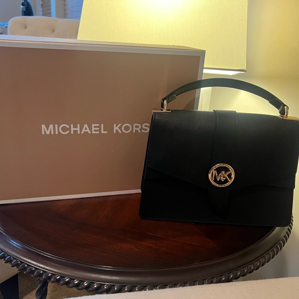 Michael Kors Black Satchel with Gold Accents